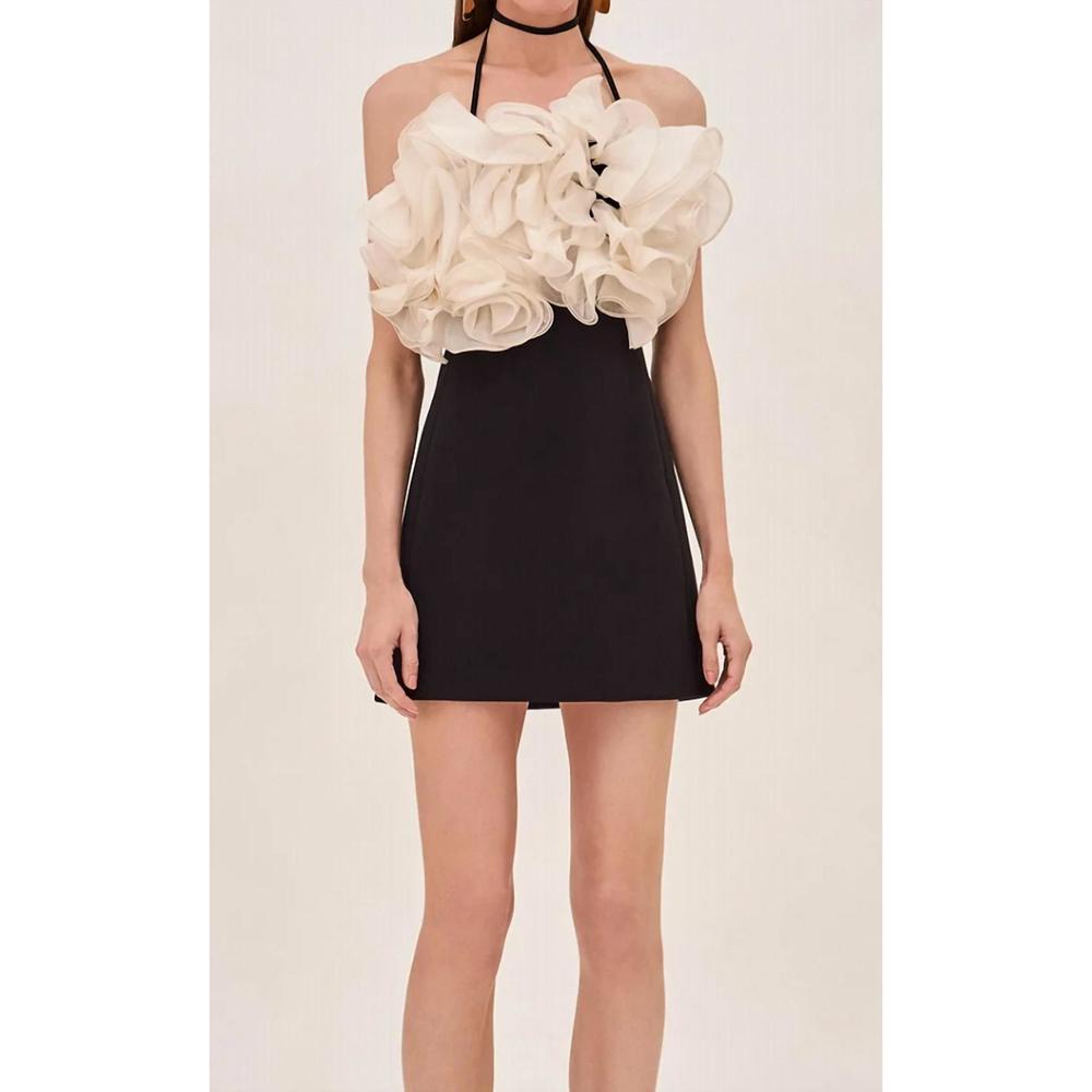 NEW ALEXIS aisha short dress in black ivory - Picture 1 of 3